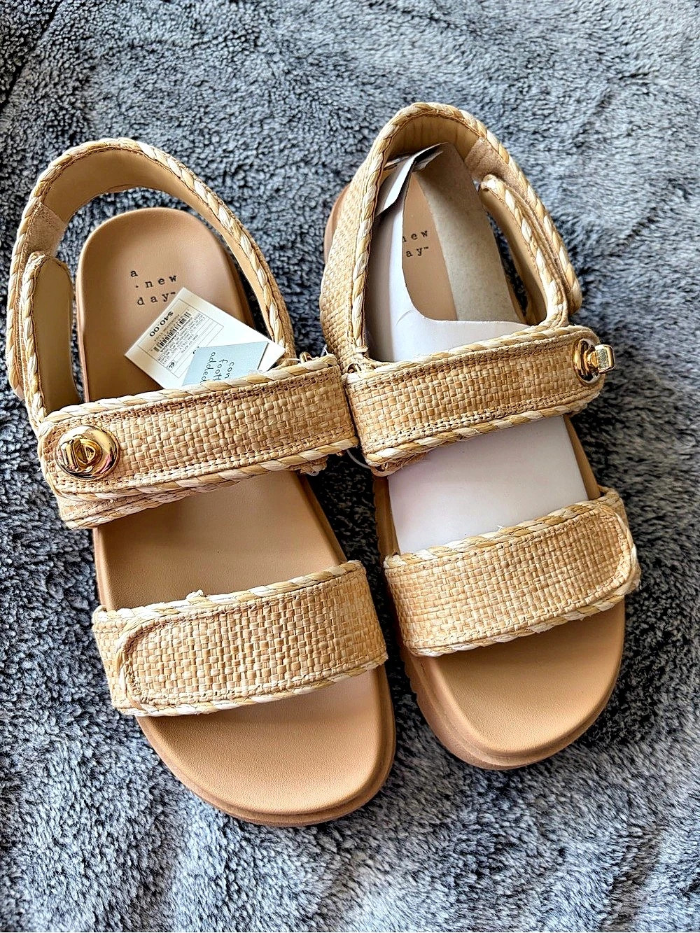 A New Day Maysie Woven Platform Sandals Beige US 10 NWT
